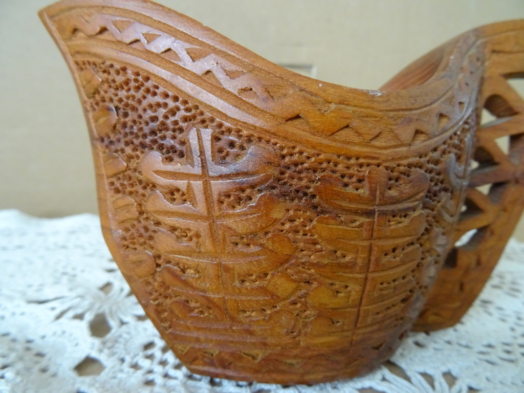 Vintage teakhouten huwelijksbeker - Afbeelding 4