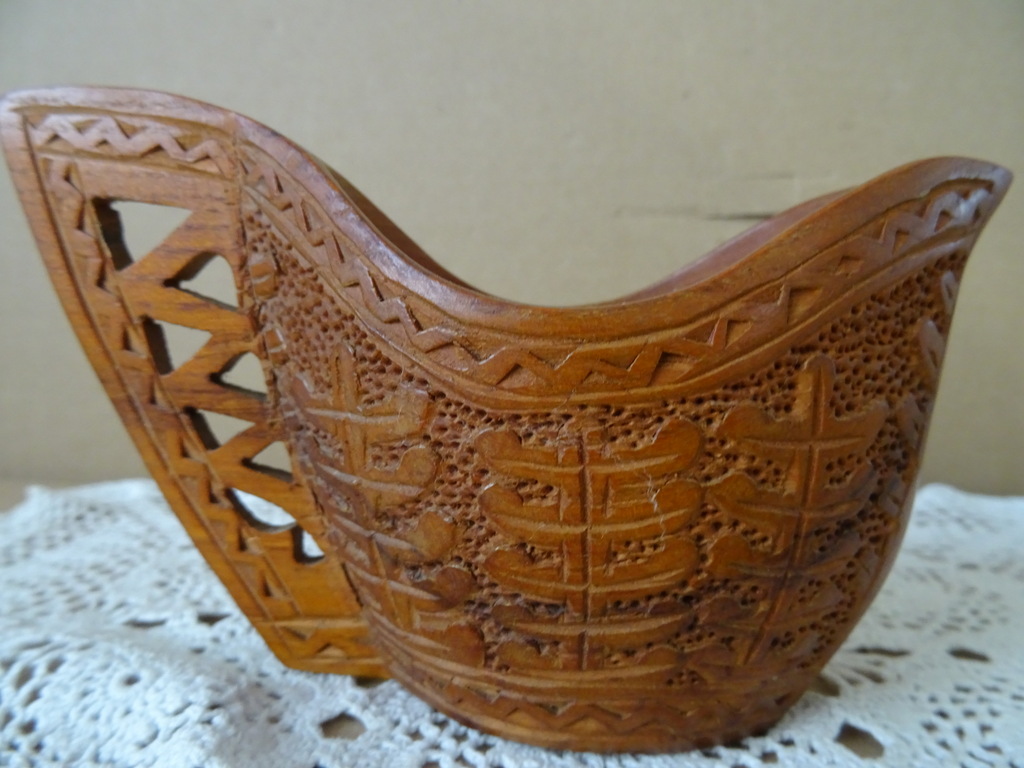 Vintage teakhouten huwelijksbeker - Afbeelding 7