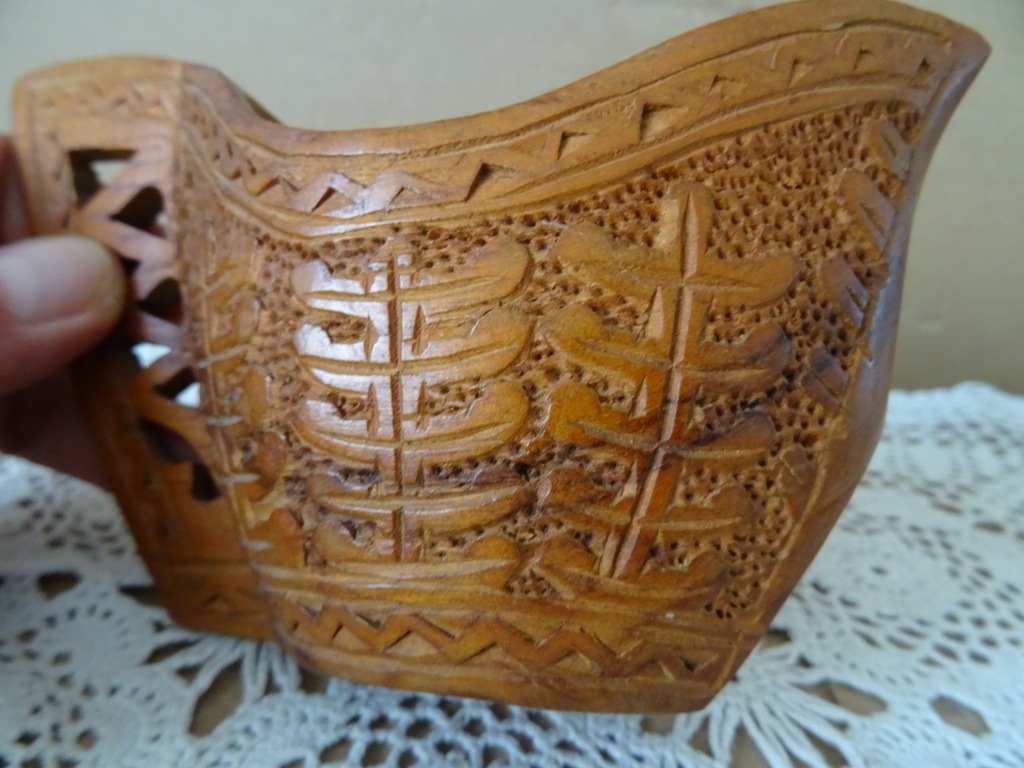 Vintage teakhouten huwelijksbeker - Afbeelding 8
