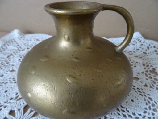 Vintage messing platte vaas 9cm