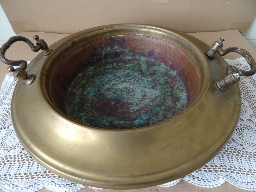 Antieke koperen of messing vuurschaal 45cm