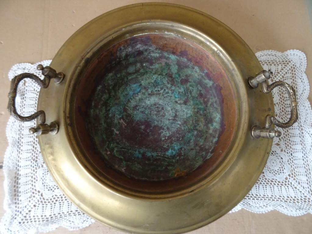 Antieke koperen of messing vuurschaal 45cm - Afbeelding 2