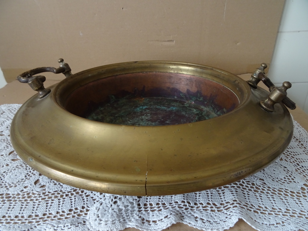 Antieke koperen of messing vuurschaal 45cm - Afbeelding 7