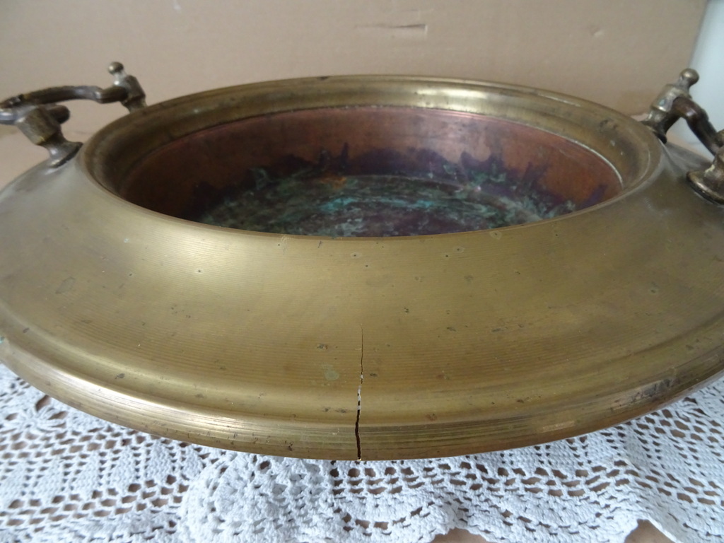 Antieke koperen of messing vuurschaal 45cm - Afbeelding 9