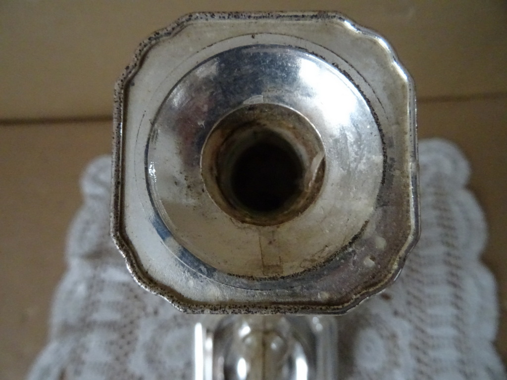 Vintage verzilverde kandelaar 23cm - Afbeelding 7