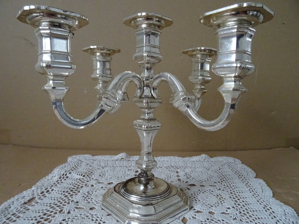 Vintage verzilverde kandelaar 23cm - Afbeelding 9