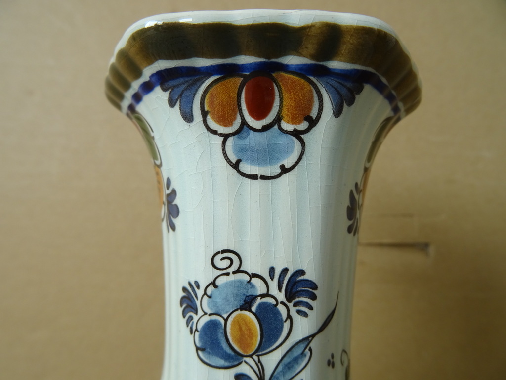 Vintage vaasje Delft Polychroom Holland 15cm - Afbeelding 2