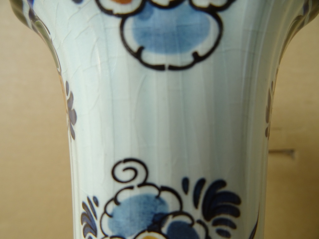 Vintage vaasje Delft Polychroom Holland 15cm - Afbeelding 3