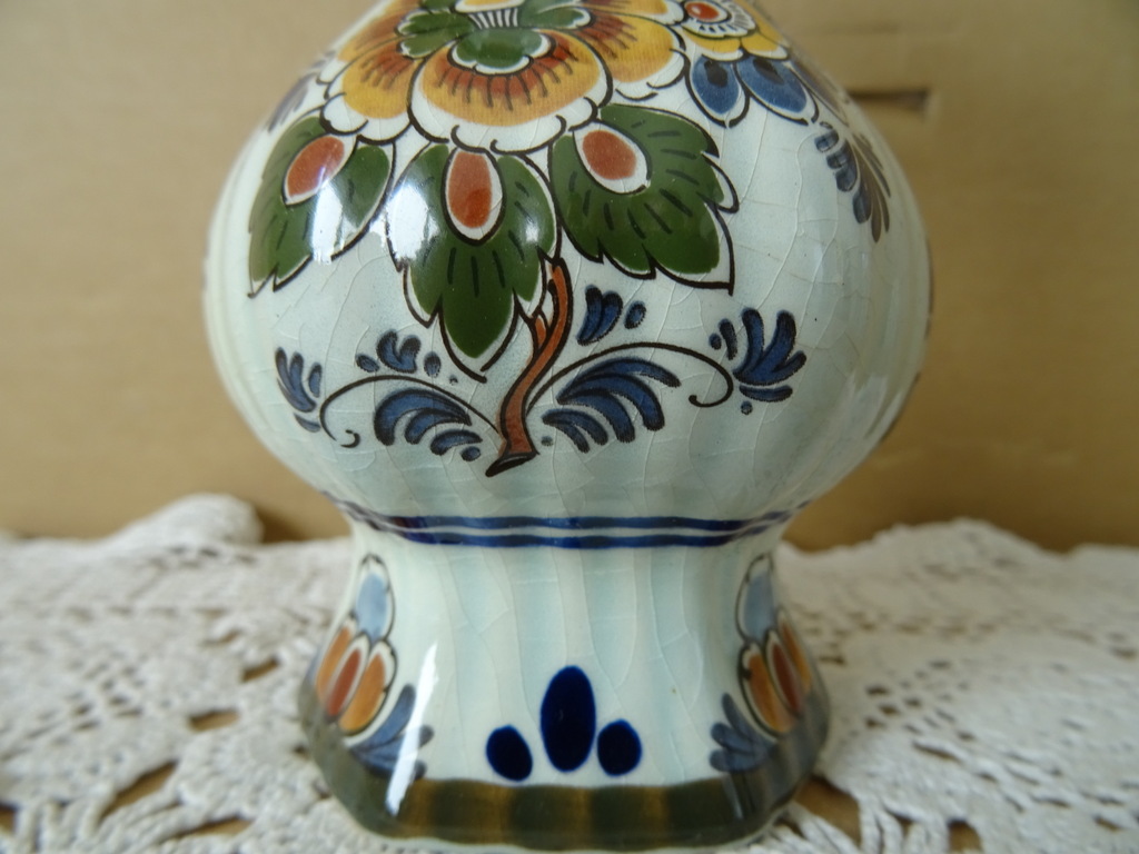 Vintage vaasje Delft Polychroom Holland 15cm - Afbeelding 4