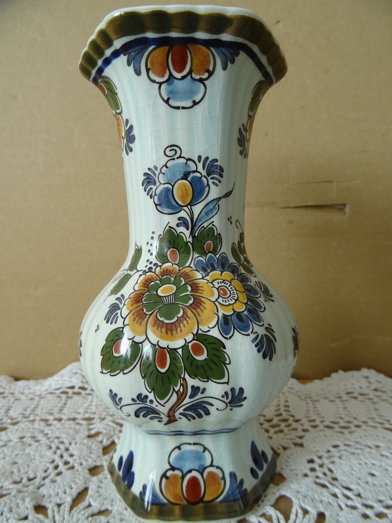 Vintage vaasje Delft Polychroom Holland 15cm - Afbeelding 6