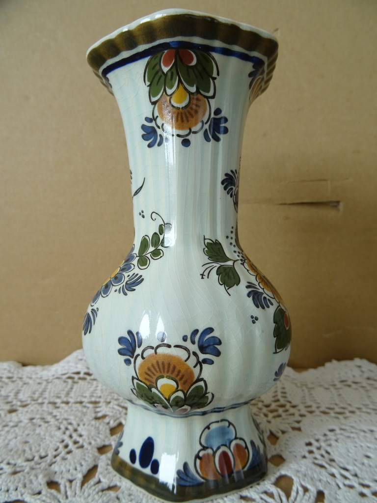 Vintage vaasje Delft Polychroom Holland 15cm - Afbeelding 7