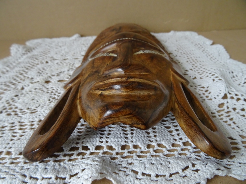 Houten masker Kenia met parelmoer 32cm - Afbeelding 8
