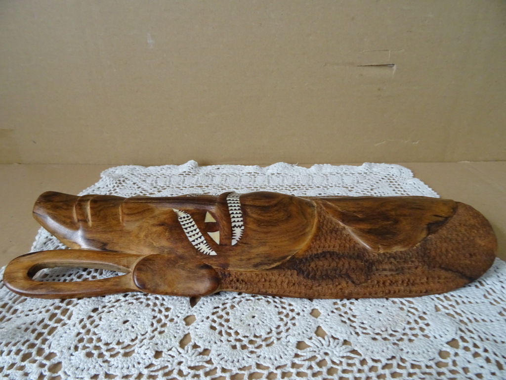 Houten masker Kenia met parelmoer 32cm - Afbeelding 13