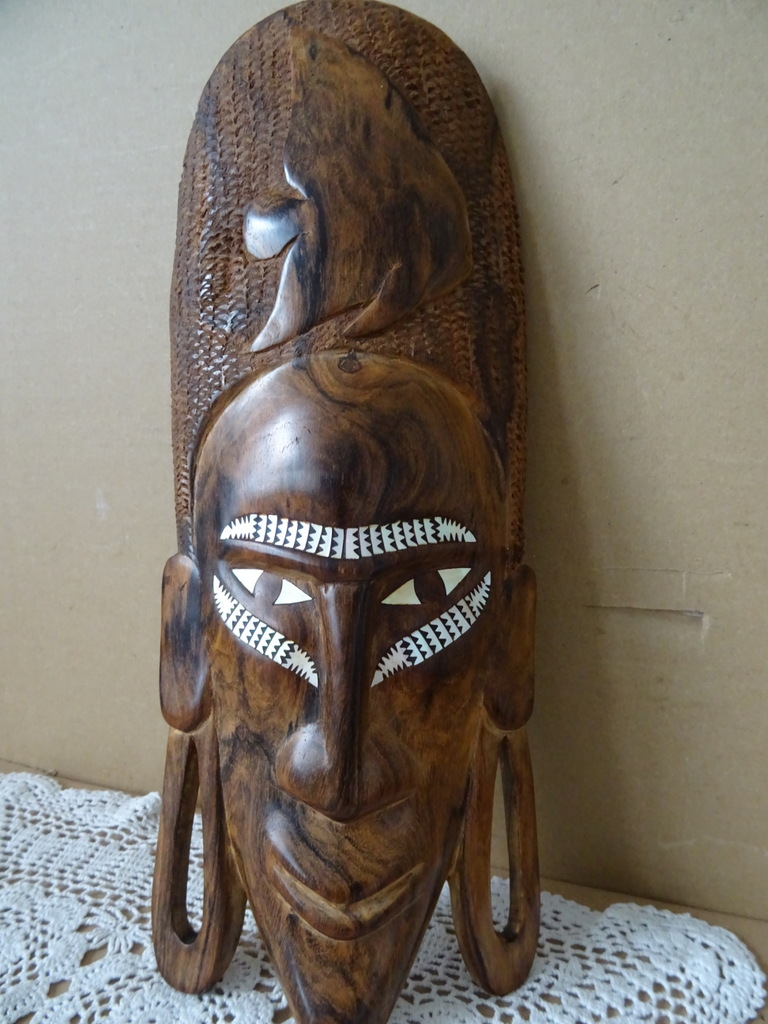 Houten masker Kenia met parelmoer 32cm - Afbeelding 19