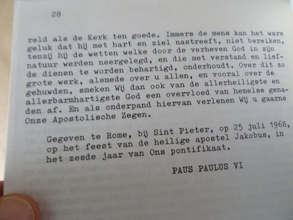Paus Paulus VI Pont. Max. Encycliek Humanae Vitae - Afbeelding 12