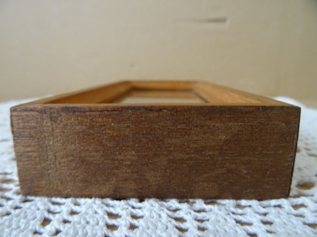 Vintage houten schaduwdoos shadow box display 7x15cm - Afbeelding 12