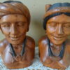 Inheemse houten beelden man en vrouw Filipijnen 21cm