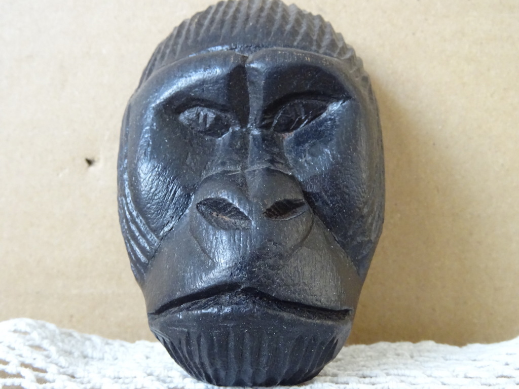 Inheems houten miniatuur masker gorilla Mali 10cm - Afbeelding 3