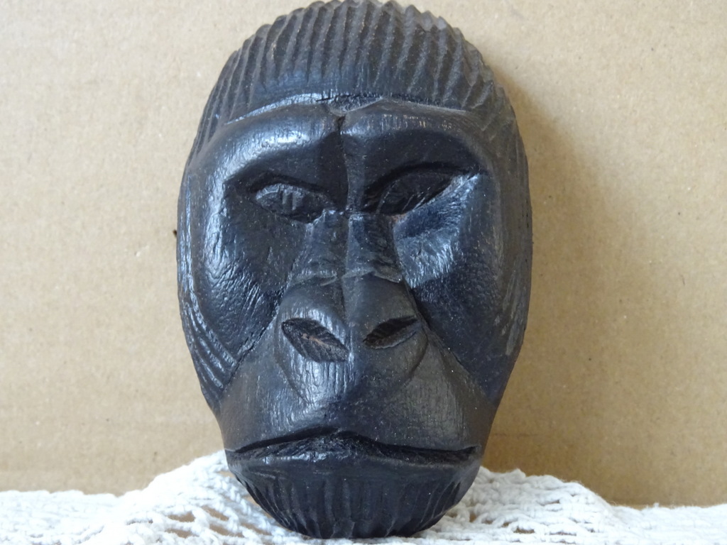 Inheems houten miniatuur masker gorilla Mali 10cm - Afbeelding 10