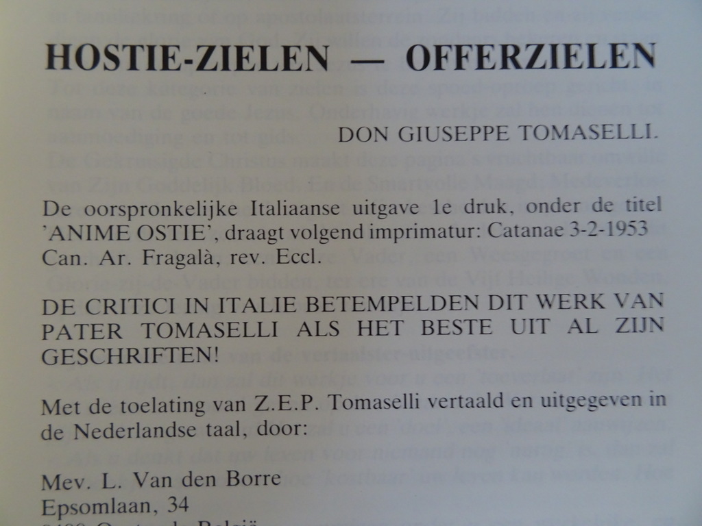 Don Giuseppe Tomaselli Hostie-zielen Offerzielen - Afbeelding 3