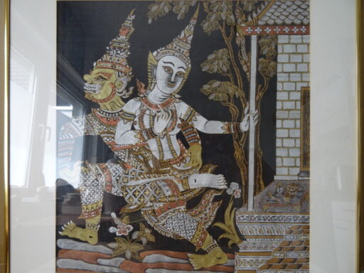Alternative view of Vintage Thaise zijdeschildering in luxe omlijsting 56x59cm