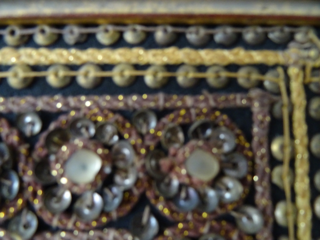 Vintage Kalaga wandtapijt Birma 66x66cm - Afbeelding 8
