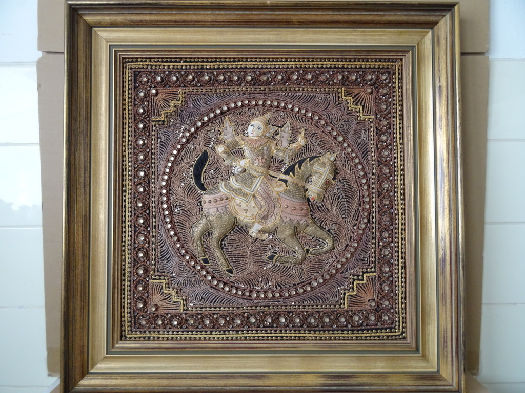 Vintage Kalaga wandtapijt Birma 66x66cm - Afbeelding 27