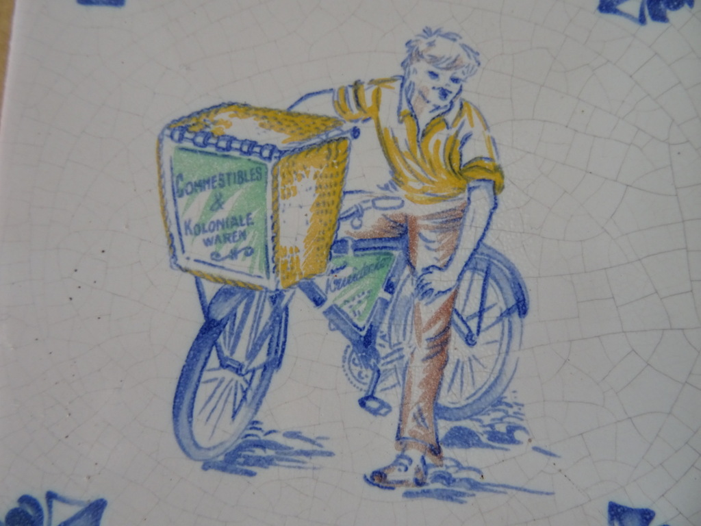 Replica 19e-eeuwse tegel met bakfiets Plateelbakkerij De Swaen - Afbeelding 4