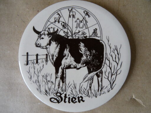 Vintage tegel met sterrenbeeld Stier 9cm