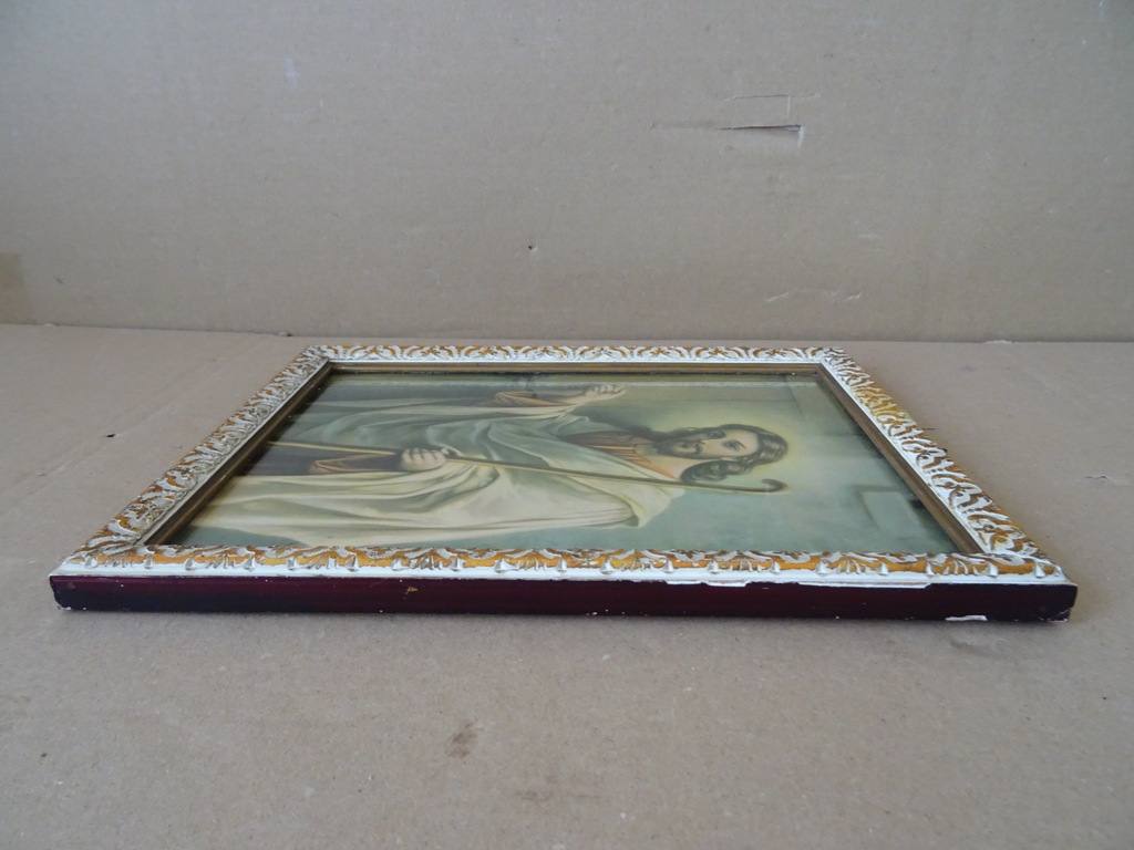 Vintage prent Jezus Christus op deur kloppend 21x27cm - Afbeelding 6