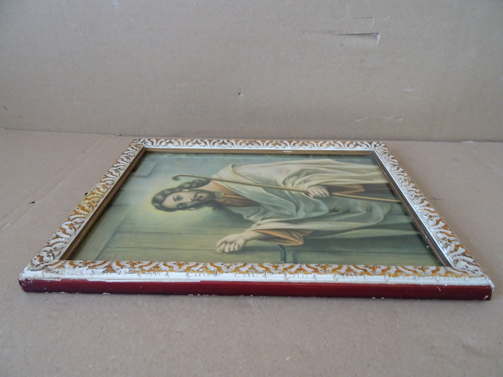 Vintage prent Jezus Christus op deur kloppend 21x27cm - Afbeelding 11