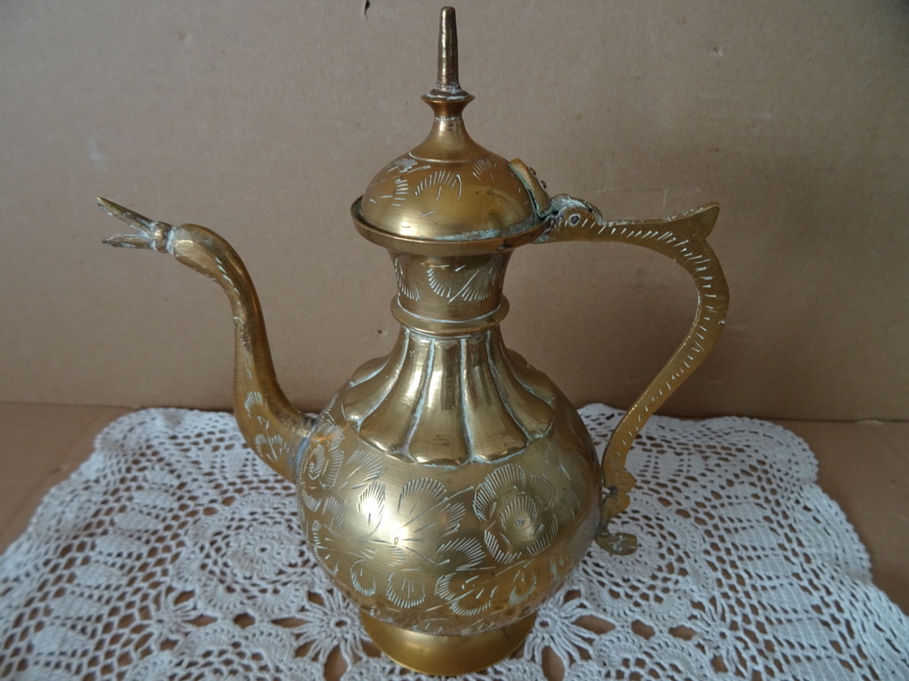 Vintage koperen aftaba waterkan India 20cm - Afbeelding 2