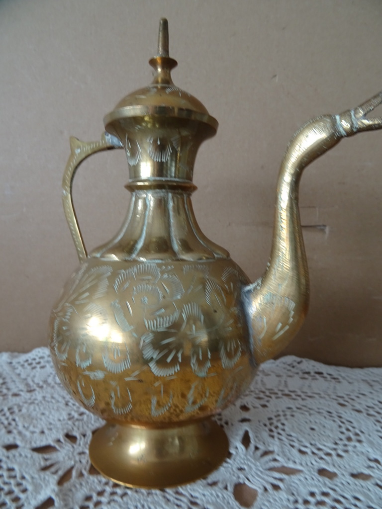 Vintage koperen aftaba waterkan India 20cm - Afbeelding 9