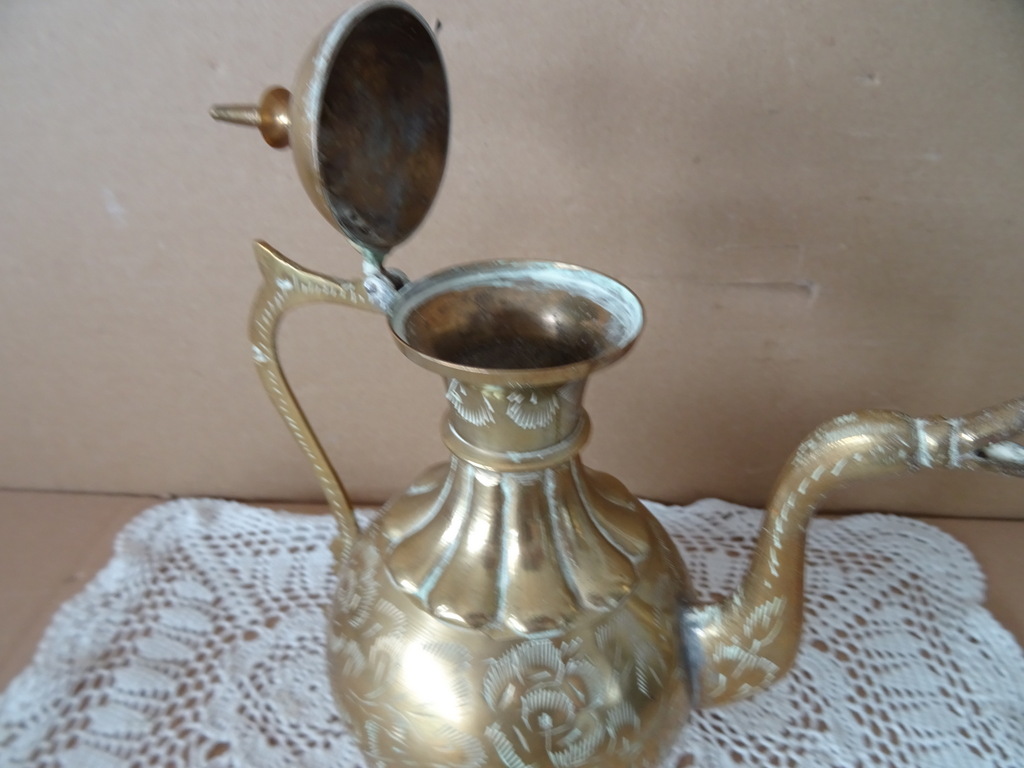 Vintage koperen aftaba waterkan India 20cm - Afbeelding 10