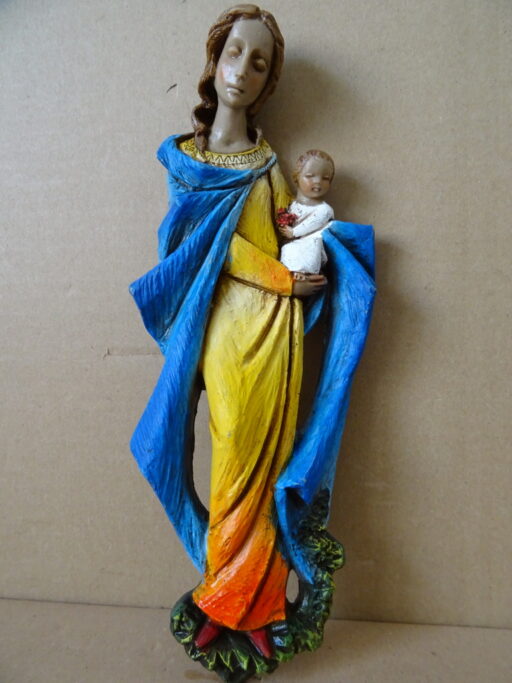 Vintage wand Mariabeeldje de Moeder Gods 25cm