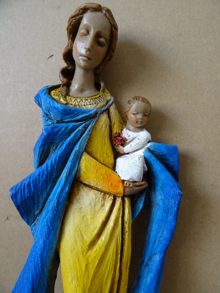 Vintage wand Mariabeeldje de Moeder Gods 25cm - Afbeelding 3