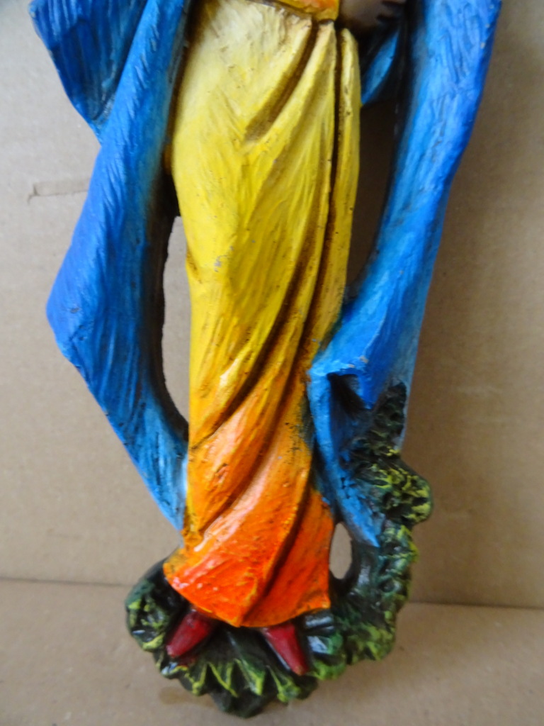 Vintage wand Mariabeeldje de Moeder Gods 25cm - Afbeelding 5