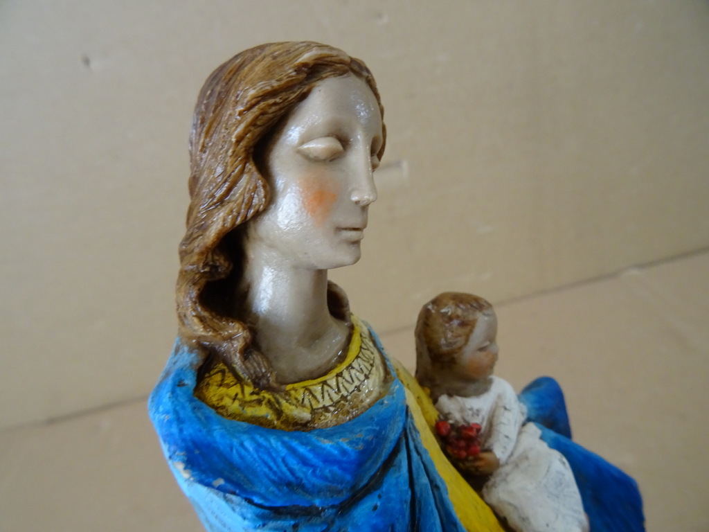 Vintage wand Mariabeeldje de Moeder Gods 25cm - Afbeelding 6