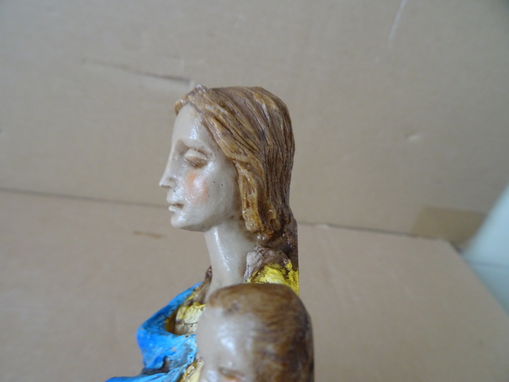 Vintage wand Mariabeeldje de Moeder Gods 25cm - Afbeelding 7