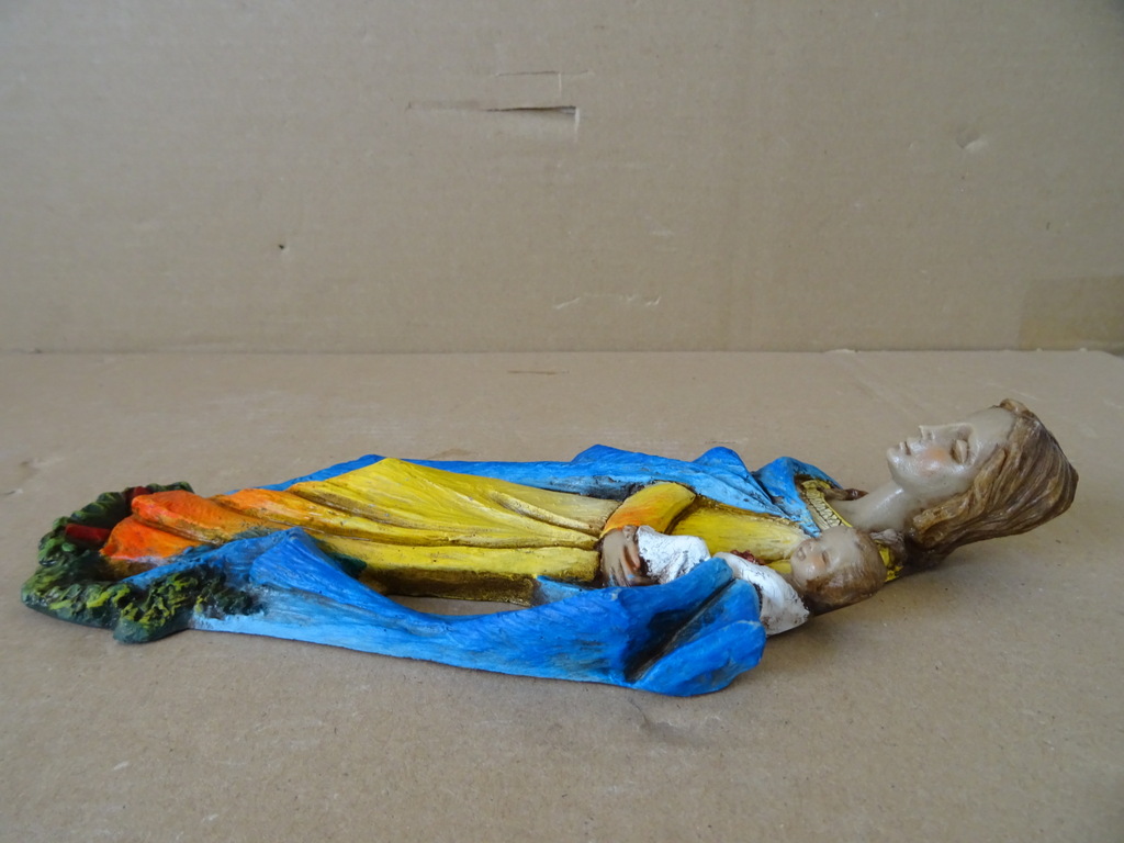 Vintage wand Mariabeeldje de Moeder Gods 25cm - Afbeelding 11