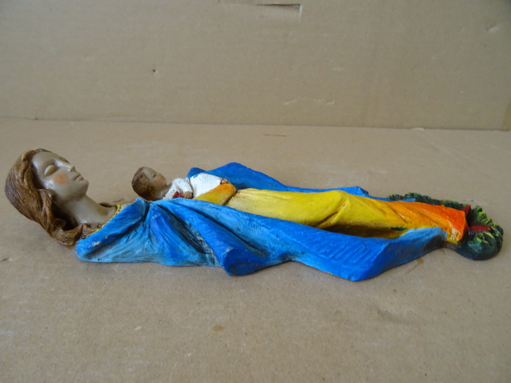 Vintage wand Mariabeeldje de Moeder Gods 25cm - Afbeelding 13