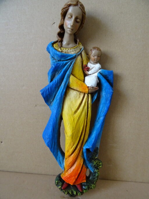 Vintage wand Mariabeeldje de Moeder Gods 25cm