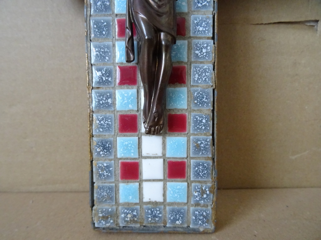 Vintage mozaïek kruisbeeld 23cm - Afbeelding 3