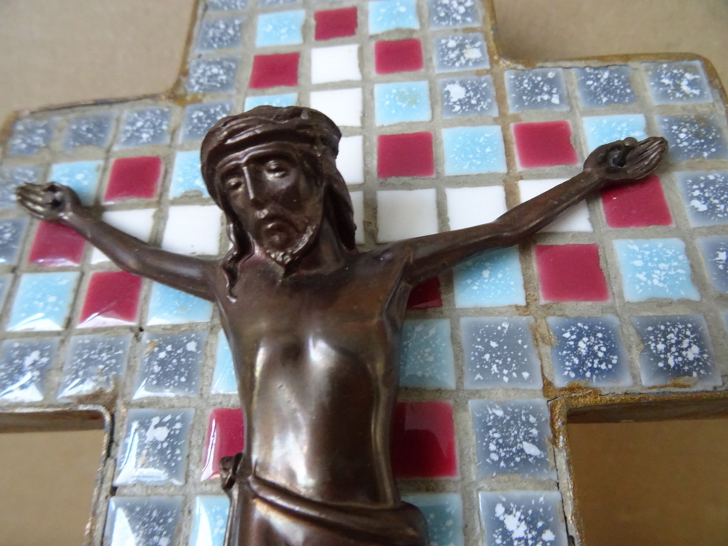 Vintage mozaïek kruisbeeld 23cm - Afbeelding 5