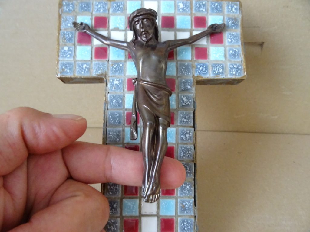 Vintage mozaïek kruisbeeld 23cm - Afbeelding 6