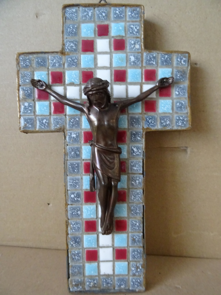 Vintage mozaïek kruisbeeld 23cm - Afbeelding 13
