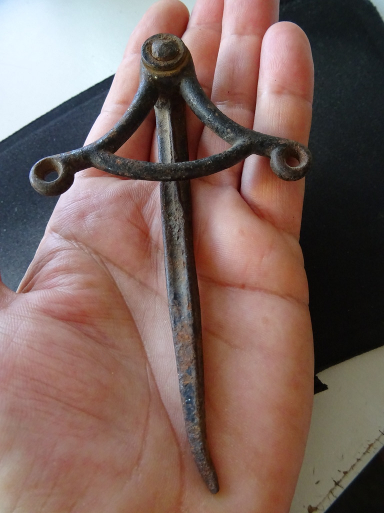 Antieke smeedijzeren haak van deurbel 16cm - Afbeelding 16
