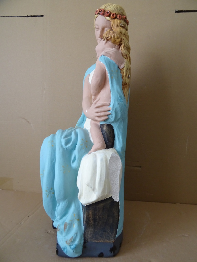 Antiek Mariabeeld de Moeder Gods 51cm - Afbeelding 7