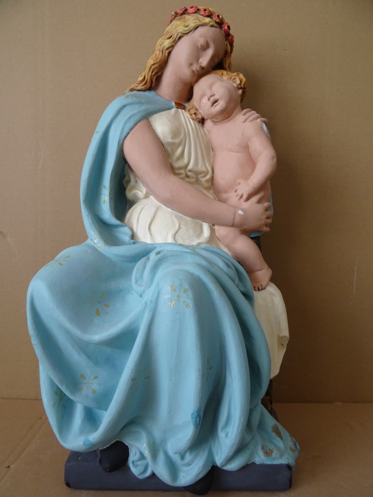 Antiek Mariabeeld de Moeder Gods 51cm - Afbeelding 11
