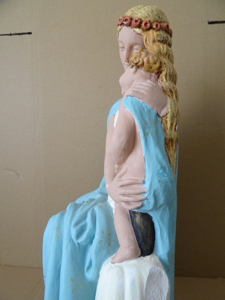 Antiek Mariabeeld de Moeder Gods 51cm - Afbeelding 19